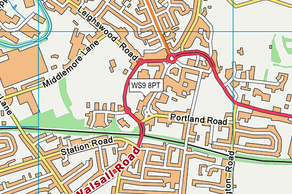 WS9 8PT map - OS VectorMap District (Ordnance Survey)