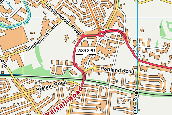 WS9 8PU map - OS VectorMap District (Ordnance Survey)