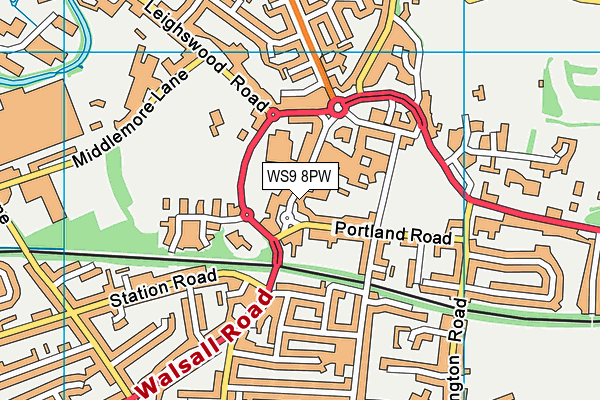 WS9 8PW map - OS VectorMap District (Ordnance Survey)