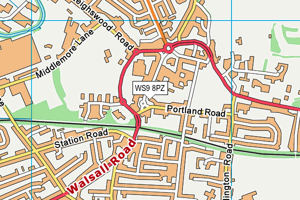 WS9 8PZ map - OS VectorMap District (Ordnance Survey)