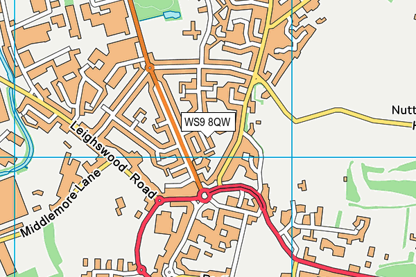 WS9 8QW map - OS VectorMap District (Ordnance Survey)
