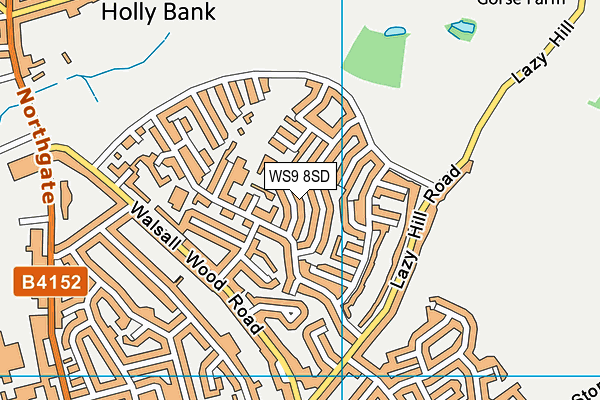 WS9 8SD map - OS VectorMap District (Ordnance Survey)