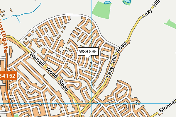 WS9 8SF map - OS VectorMap District (Ordnance Survey)