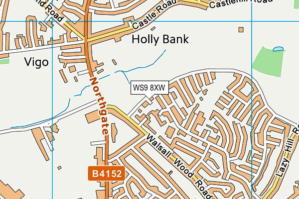 WS9 8XW map - OS VectorMap District (Ordnance Survey)