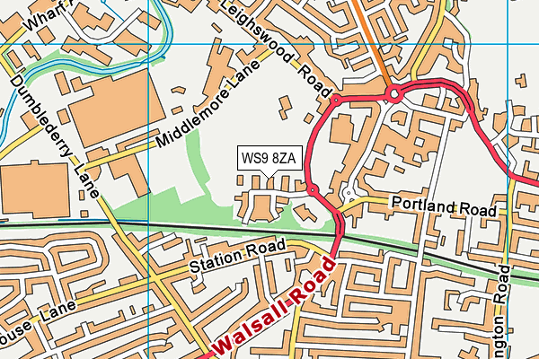 WS9 8ZA map - OS VectorMap District (Ordnance Survey)