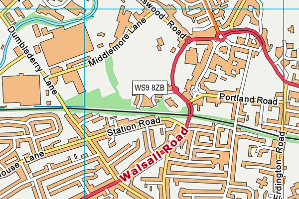 WS9 8ZB map - OS VectorMap District (Ordnance Survey)