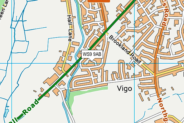 WS9 9AB map - OS VectorMap District (Ordnance Survey)