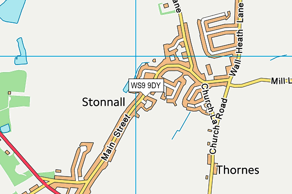 Stonnall Playing Fields map (WS9 9DY) - OS VectorMap District (Ordnance Survey)
