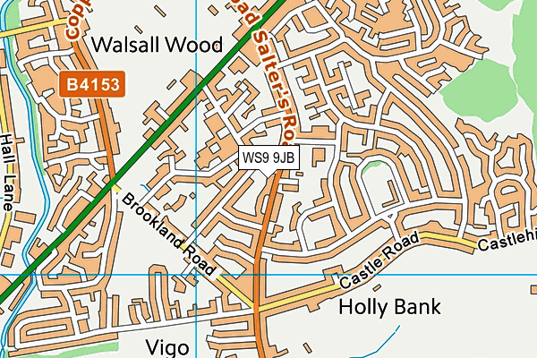 WS9 9JB map - OS VectorMap District (Ordnance Survey)