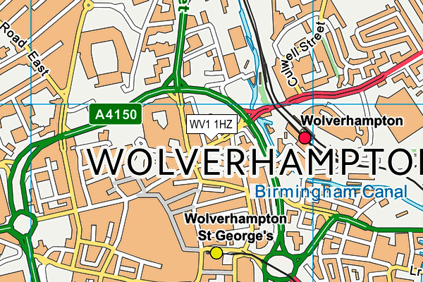 WV1 1HZ map - OS VectorMap District (Ordnance Survey)