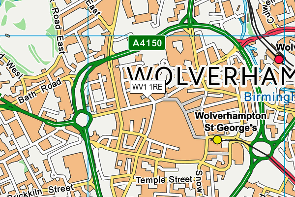 WV1 1RE map - OS VectorMap District (Ordnance Survey)