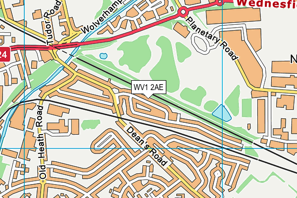 WV1 2AE map - OS VectorMap District (Ordnance Survey)