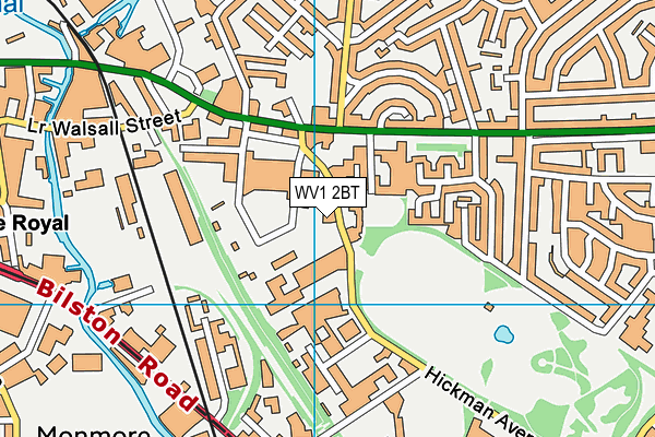 WV1 2BT map - OS VectorMap District (Ordnance Survey)