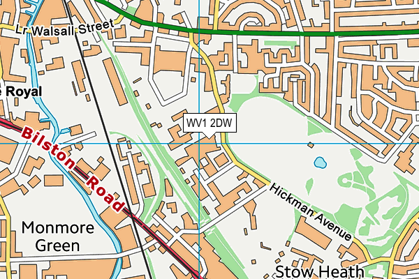 WV1 2DW map - OS VectorMap District (Ordnance Survey)