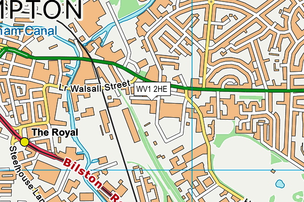 WV1 2HE map - OS VectorMap District (Ordnance Survey)