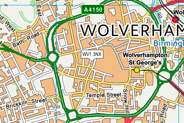 WV1 3NX map - OS VectorMap District (Ordnance Survey)
