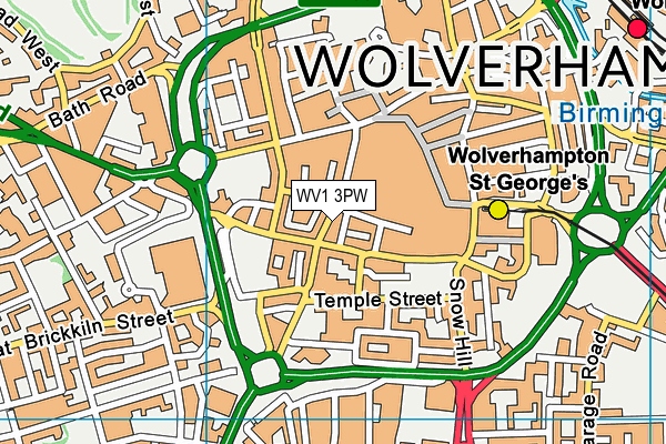 WV1 3PW map - OS VectorMap District (Ordnance Survey)