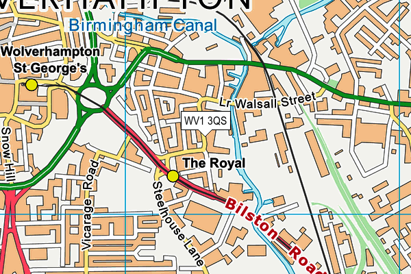 WV1 3QS map - OS VectorMap District (Ordnance Survey)