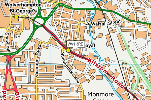 WV1 3RE map - OS VectorMap District (Ordnance Survey)