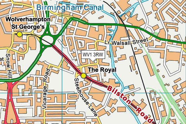 WV1 3RW map - OS VectorMap District (Ordnance Survey)