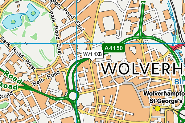 WV1 4XB map - OS VectorMap District (Ordnance Survey)