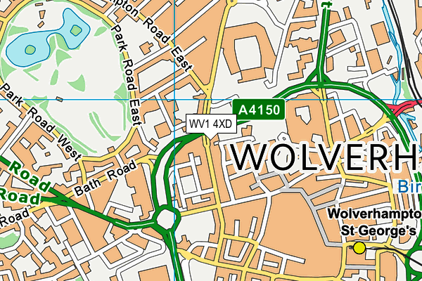 WV1 4XD map - OS VectorMap District (Ordnance Survey)