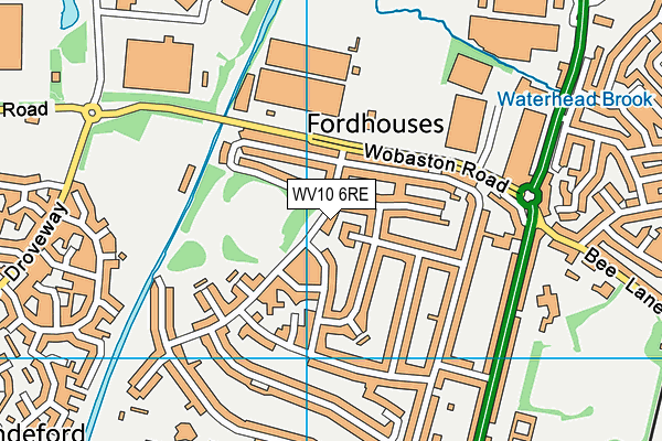 WV10 6RE map - OS VectorMap District (Ordnance Survey)