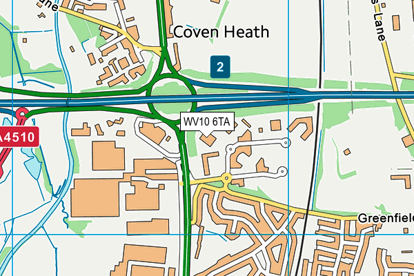 Nuffield Health (Wolverhampton) map (WV10 6TA) - OS VectorMap District (Ordnance Survey)