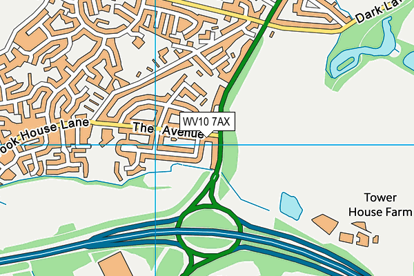 WV10 7AX map - OS VectorMap District (Ordnance Survey)