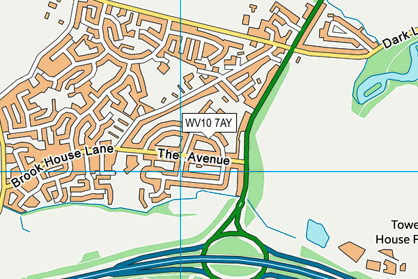 WV10 7AY map - OS VectorMap District (Ordnance Survey)