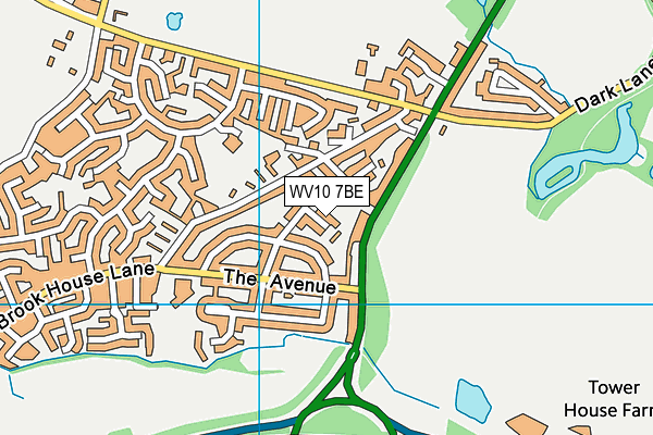 WV10 7BE map - OS VectorMap District (Ordnance Survey)