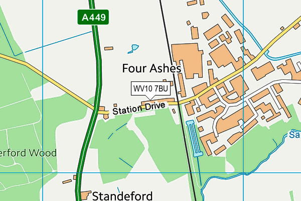 Four Ashes Playing Field map (WV10 7BU) - OS VectorMap District (Ordnance Survey)