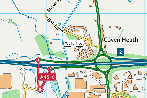 WV10 7FA map - OS VectorMap District (Ordnance Survey)