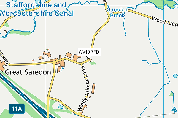 WV10 7FD map - OS VectorMap District (Ordnance Survey)