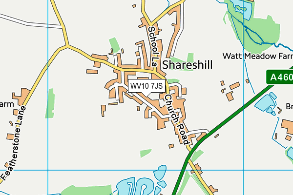 Shareshill Village Hall Football Pitch map (WV10 7JS) - OS VectorMap District (Ordnance Survey)