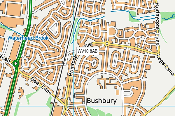 WV10 8AB map - OS VectorMap District (Ordnance Survey)