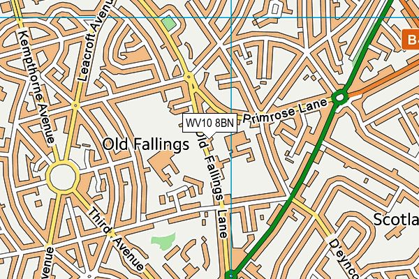 Fallings Park Primary School map (WV10 8BN) - OS VectorMap District (Ordnance Survey)