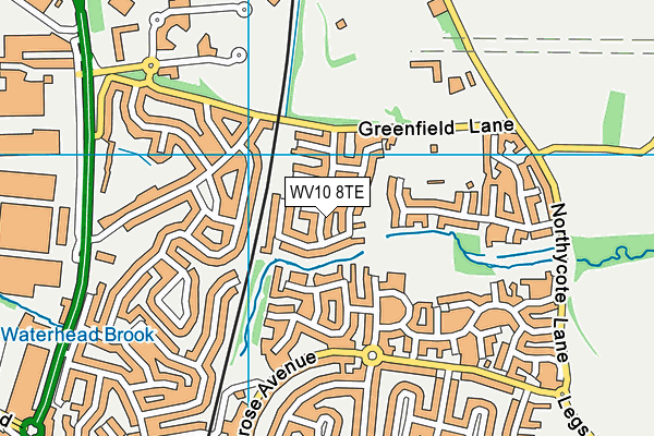 WV10 8TE map - OS VectorMap District (Ordnance Survey)