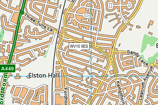 WV10 9ES map - OS VectorMap District (Ordnance Survey)