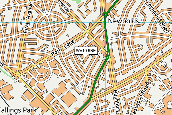 WV10 9RE map - OS VectorMap District (Ordnance Survey)