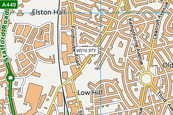 WV10 9TY map - OS VectorMap District (Ordnance Survey)