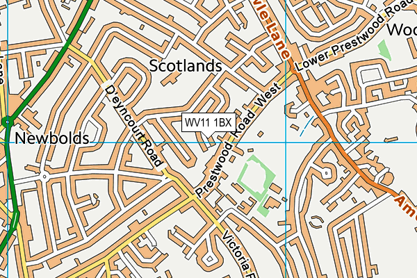 WV11 1BX map - OS VectorMap District (Ordnance Survey)