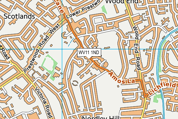 Cottage Ground map (WV11 1ND) - OS VectorMap District (Ordnance Survey)
