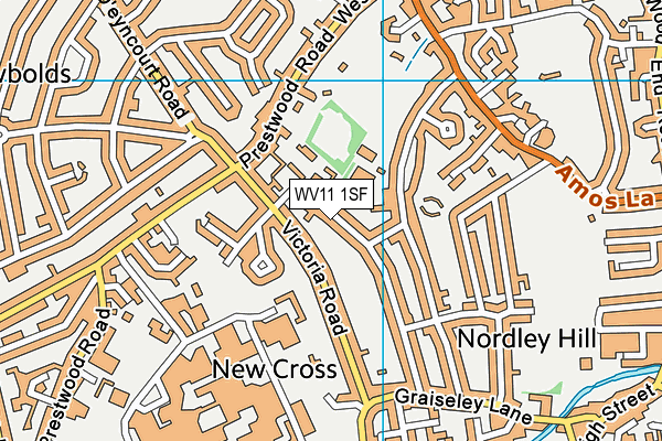 Wednesfield Royal British Legion Club map (WV11 1SF) - OS VectorMap District (Ordnance Survey)