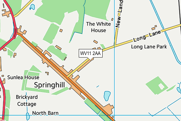 Long Lane Park map (WV11 2AA) - OS VectorMap District (Ordnance Survey)