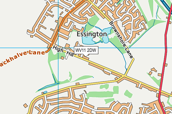 Essington Rufc map (WV11 2DW) - OS VectorMap District (Ordnance Survey)