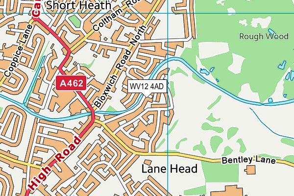 WV12 4AD map - OS VectorMap District (Ordnance Survey)