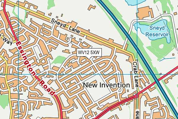 WV12 5XW map - OS VectorMap District (Ordnance Survey)