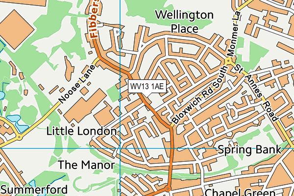 WV13 1AE map - OS VectorMap District (Ordnance Survey)