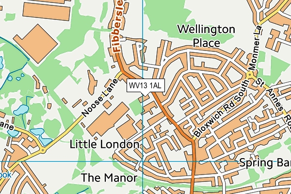 WV13 1AL map - OS VectorMap District (Ordnance Survey)